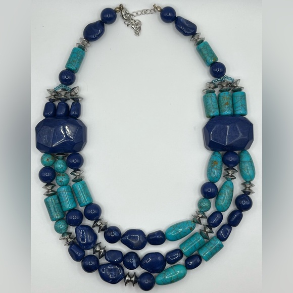 Jewelry - Chunky Blue & Turquoise Beaded Statement Necklace